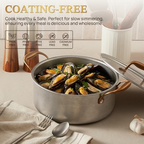 KOKHUB Pots and Pans Set 8 Pcs, Vintage Stainless Steel Cookware Set