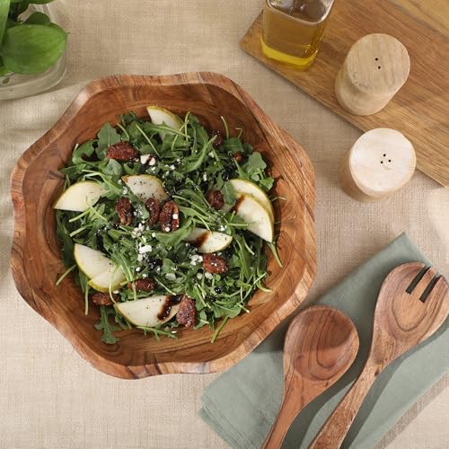 Gibson Home Sandhurst 3-Piece Acacia Wood Salad Bowl Set – 12-Inch