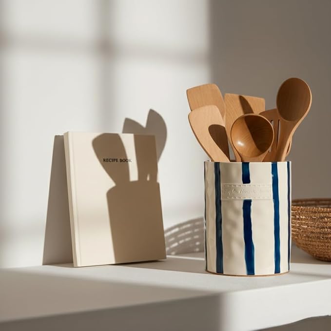 JIEMEI HOME Kitchen Utensil Holder, 7.2" Ceramic Stable Utensil Crock - Image 6