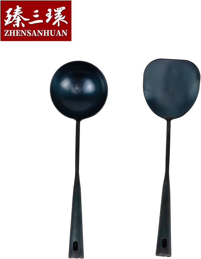 ZhenSanHuan Chinese Traditional HandMade Iron Spatula Wok Tool, Long wok utensil - Image 2