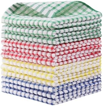 Egles 12 Pack 100% Cotton Kitchen Dish Cloths, 12 x 12 Inch Dishcloths