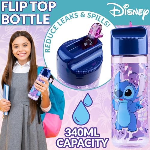 Disney Stitch Kids Lunch Box with Compartments and Water Bottle for