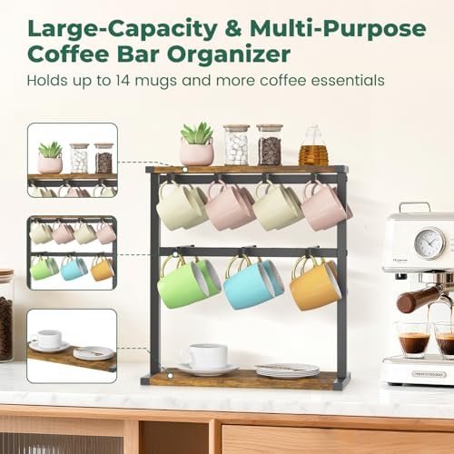 EsLuker.ly Coffee Mug Holder Cup Tree Rack for Coffee Bar Countertop