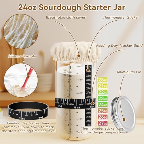 Sourdough Starter Kit, 24PCS Sourdough Bread Baking Supplies, 9"Round