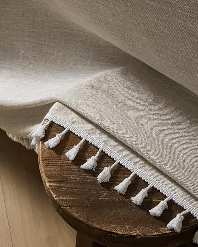 ZeeMart Contrast Linen Rectangle Table Cloth 60x84 Inch Brown