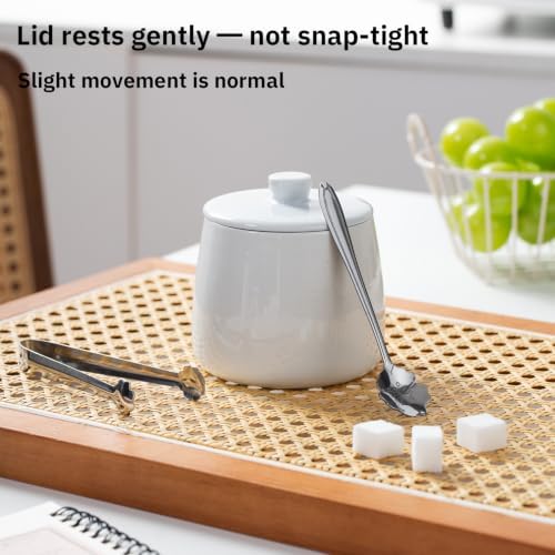Cream and Sugar Set, Ceramic Sugar Dish with Lid and Spoon, Coffee