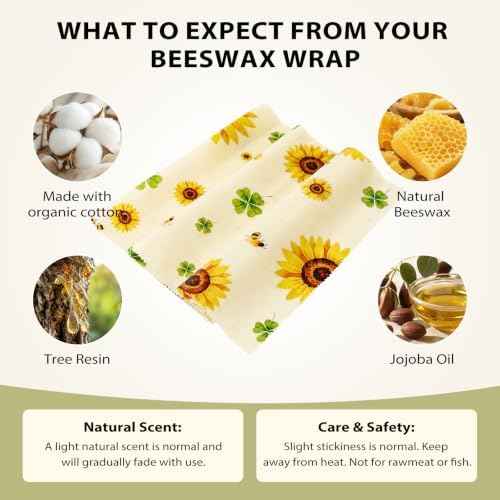 14 x 55 Inch Beeswax Wrap Roll, Sunflower