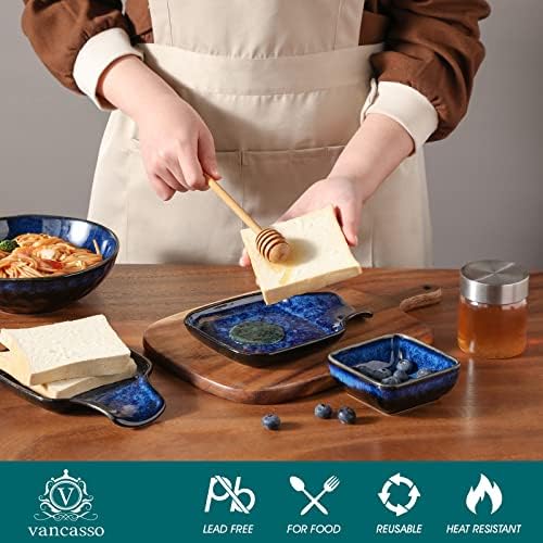 vancasso Stern Spoon Rest for Kitchen, Square Ceramic Spoon Holder for