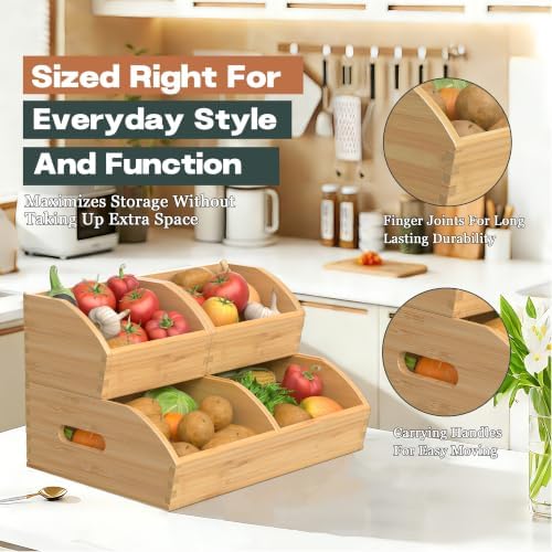 Potato and Onion Storage Bin, Stackable Pantry Organizers for Kitchen