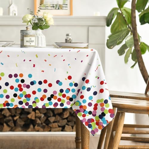 Horaldaily Happy Birthday Tablecloth, White, 60x84 Inch Rectangular