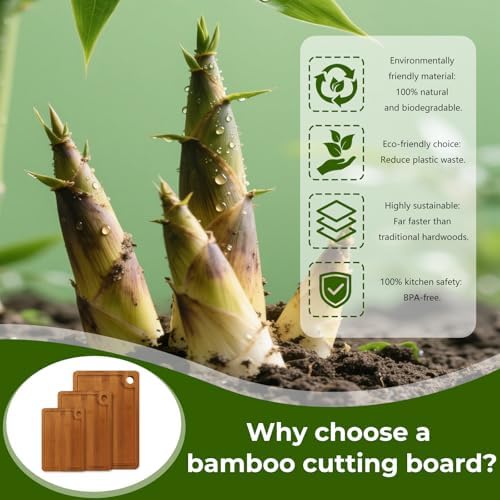 3Pack Bamboo Cutting Board, Wood Cutting Boards Set of 3 for Kitchen