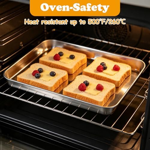 QTLCOHD 8 Pack 9 x 12 Inch Stainless Steel Quarter Baking Sheet Pans
