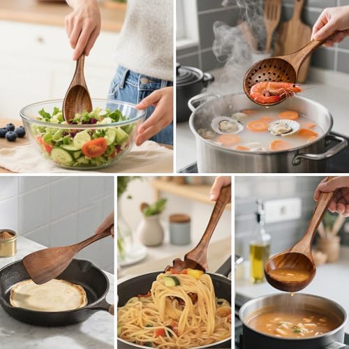 10-Piece Teak Wooden Utensil Set