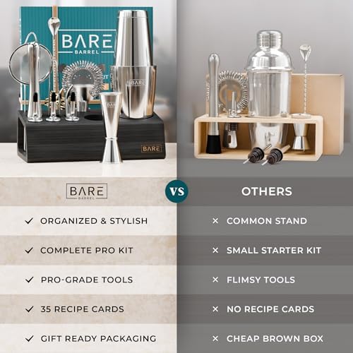 BARE BARREL® Mixology Bartender Kit Bar Set | 14-Piece Cocktail Shaker