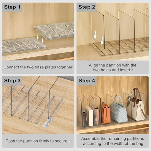 SortNStore Bag & Purse Organizer, Clear Dividers