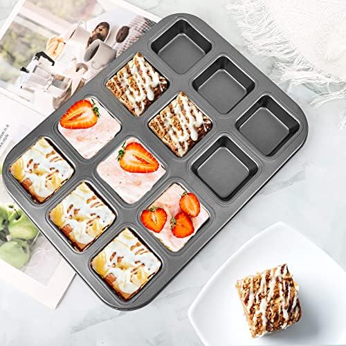 Beasea Brownie Pan with Dividers, 1 Set 12 Cavity All Edges Square