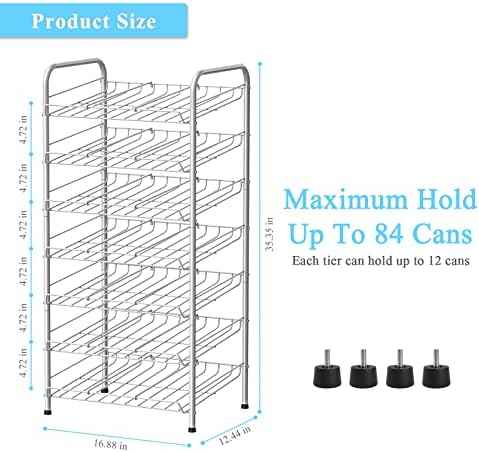 Vrisa Can Organizer for Pantry Soda Can Storage Dispenser Holder, Silver