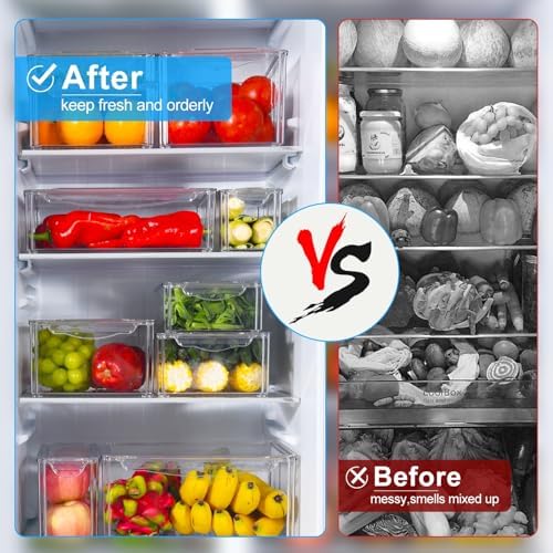 Pure Future 10-Pack Fridge Organizers and Storage Clear Container with Lids