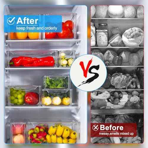 KUMD 10 Pack Food Storage Organizer Bins, Clear Pantry Containers with Lids