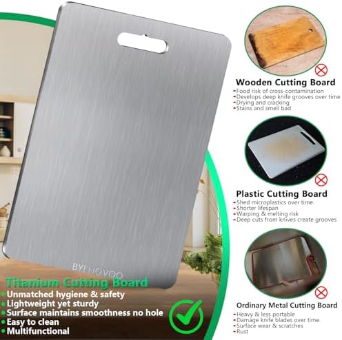 Titanium Cutting Board for Kitchen Set of 3,100% Pure Titanium Cutting