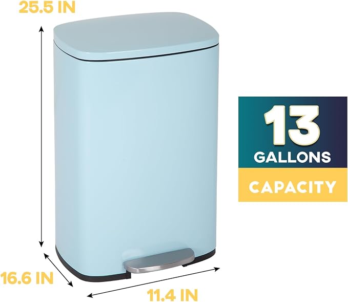FDW | 13 Gallon Trash Can with Lid | Blue | Fingerprint-Proof | Made of Brushed - Image 7