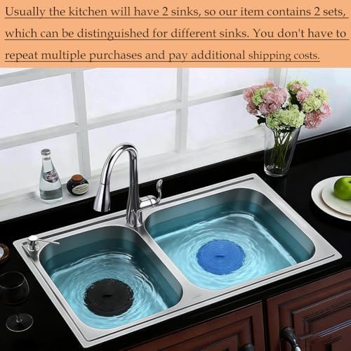 Seatery 4PCS Kitchen Sink Strainer Stopper Kit, Silicone, 4.5 Inch