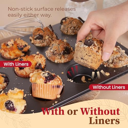 CARTMAN 2-Pack 12-Cup Muffin Pan Set, Carbon Steel Nonstick Cupcake