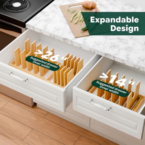 Simple Trending Bamboo Pot and Pan Organizer, Expandable Lid Holder Rack