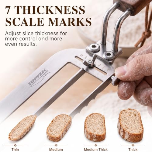 Topfeel Adjustable Bread Bow Knife,10.5“Sourdough Slicer for Homemade