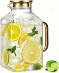1 Gallon Square Glass Pitcher with Lid, Vertical Striped Square
