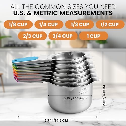 Spring Chef Stainless Steel Magnetic Measuring Cups, Set of 7 & Heavy
