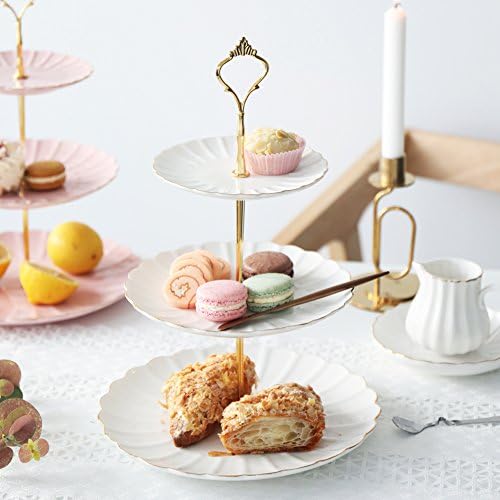Sweejar 3 Tier Ceramic Cake Stand Wedding, Dessert Cupcake Stand for