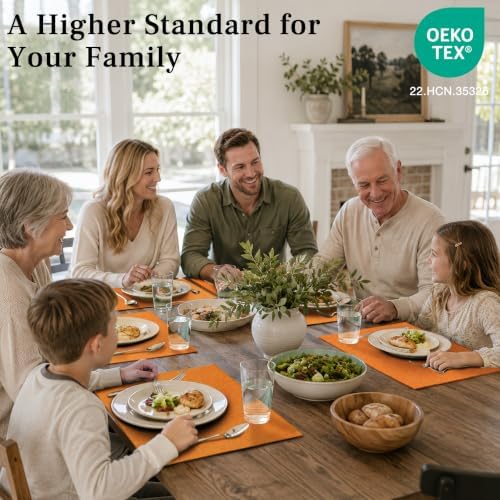 MANSPHIL Orange Placemats Set of 4 Cotton Linen Fall Place Mats