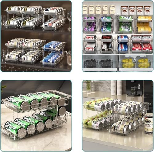 Adjustable Refrigerator Can Organizer, Clear Expandable Dispenser