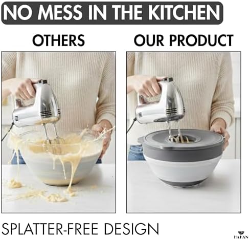 Hakan Collapsible Mixing Bowl with Lid | 3.3QT Silicone & Plastic
