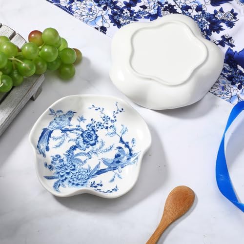 Honeydak Chinoiserie Ceramic Bird Spoon Rest for Kitchen, Blue White