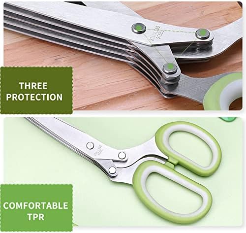 Herb Scissors Set,Multipurpose 5 Blade Kitchen Herb Cutter with Safety