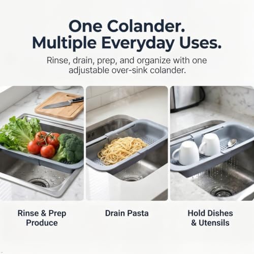 Expandable Over-Sink Strainer, Gray