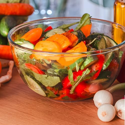 2.1 QT Borosilicate Glass Mixing Bowls Set of 2 (7.8 inch Diameter)