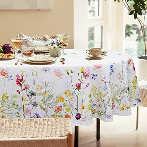 Bnejvif Spring Floral Oval Tablecloth - Waterproof Wrinkle Free
