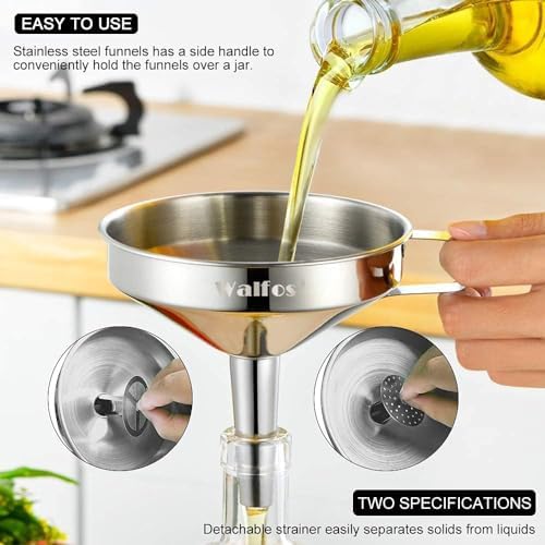 Stainless Steel Funnel, Walfos 4 Pack