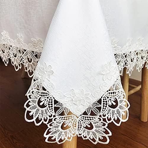 Lace Tablecloth Fabric Washable Off White 60x120inch