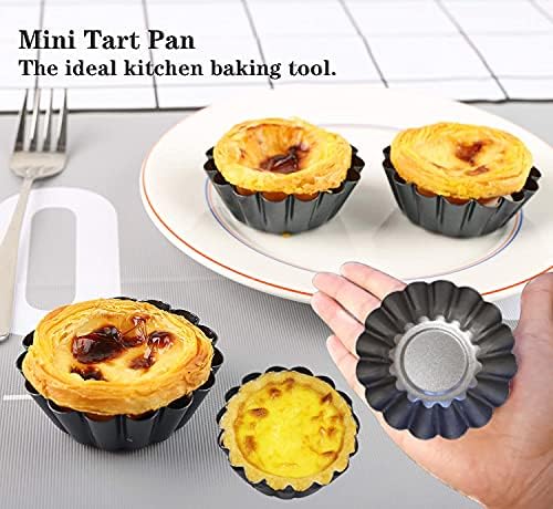 12PCS 2.6" Egg Tart Molds, Mini Carbon Steel Non-Stick Baking Pans