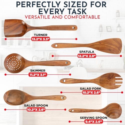 Teak Wooden Utensil Set, 6-Piece