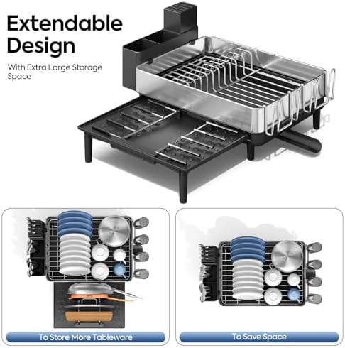 Urackify Expandable Dish Drying Rack, Stainless Steel