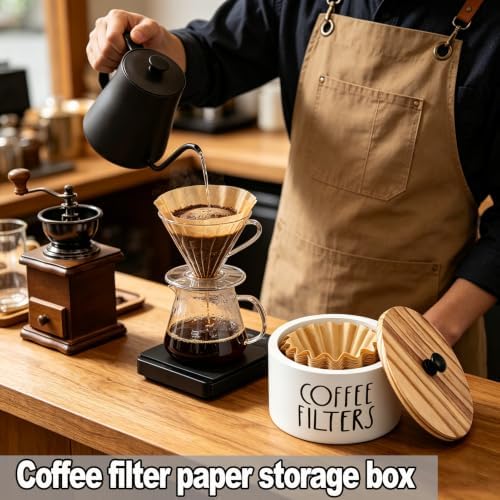 Wooden Coffee Filter Holder with Lid, Multipurpose Coffee Filter