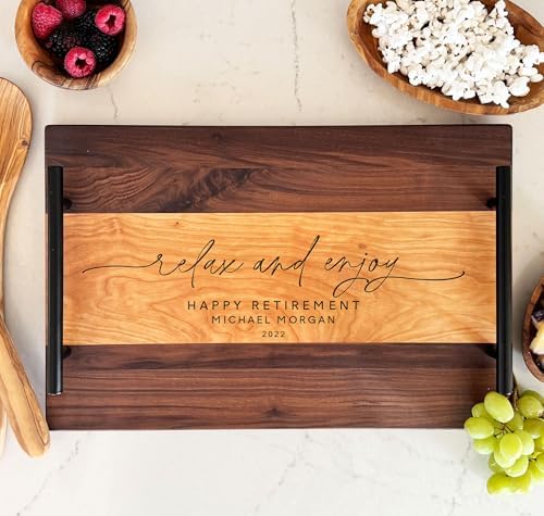 Relax and Enjoy Personalized Retirement Serving Tray | Custom Gift for