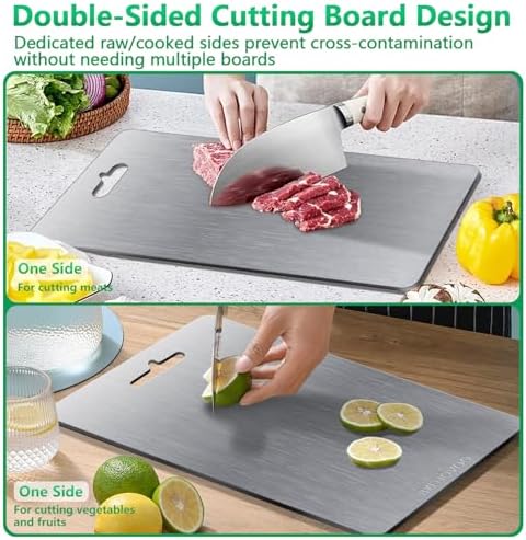Titanium Cutting Board for Kitchen Set of 3,100% Pure Titanium Cutting