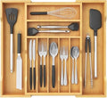 Expandable Bamboo Silverware Organizer, Adjustable Drawer Organizer