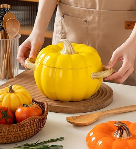 Ceramic Pumpkin Casserole Pot,Pumpkin Dutch Oven Pot with